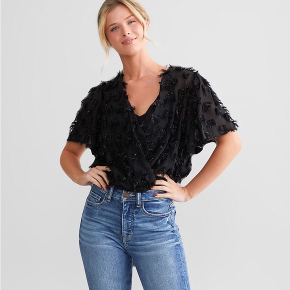 willow & root Tops - Willow and Root Sparkle Fringe Layered body suit size Large